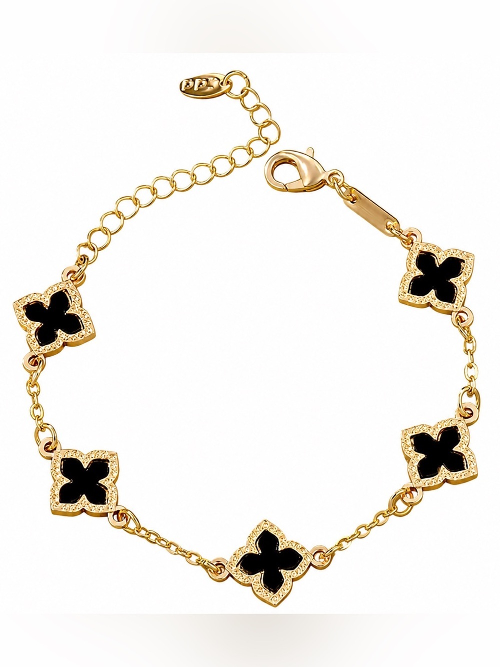 Luxury Black Clover Steering Wheel Charm Gold Car Accessory